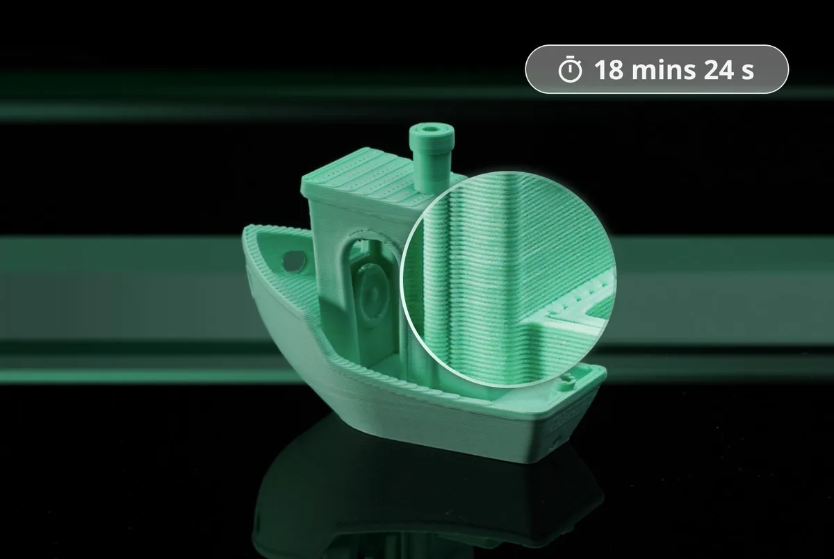 Bambu Lab P1S print speed — Benchy in 18 minutes