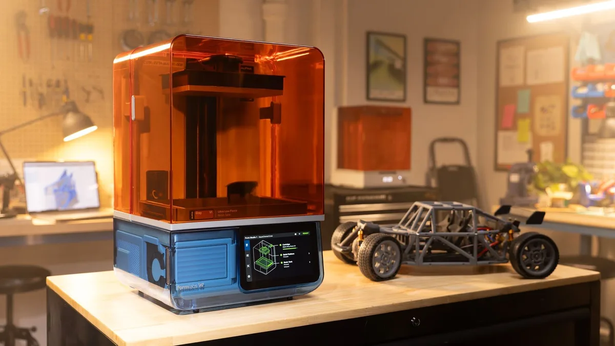 Form Studio 1 in a home workshop with a printed RC car