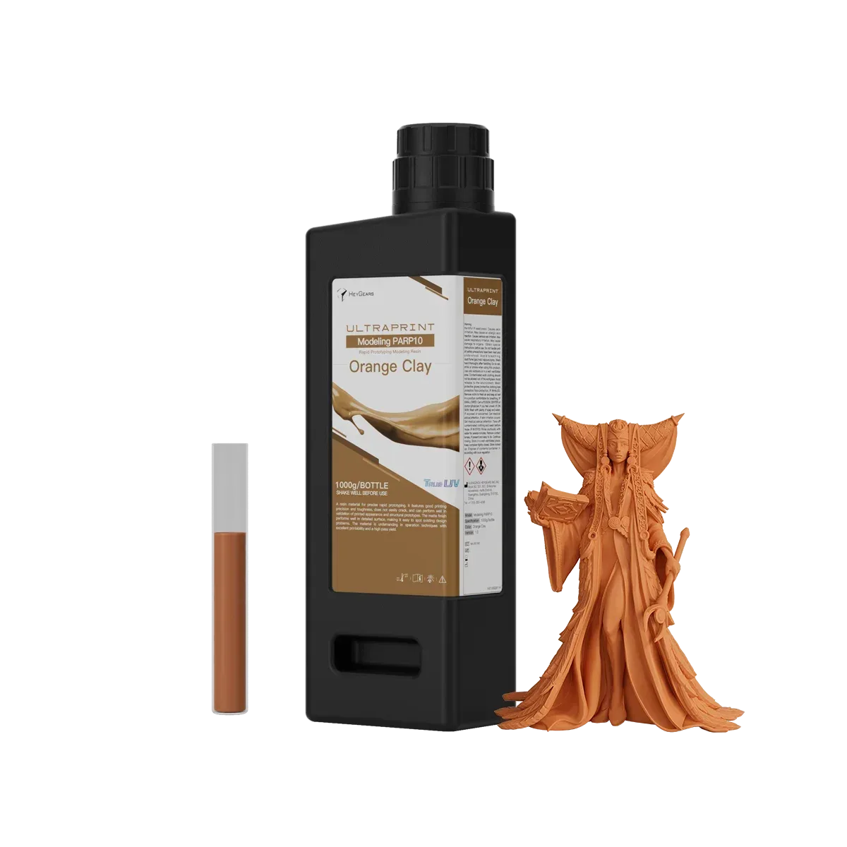 ขวดเรซินต้นแบบ HeyGears UltraPrint-Modeling PARP10 สี Orange Clay