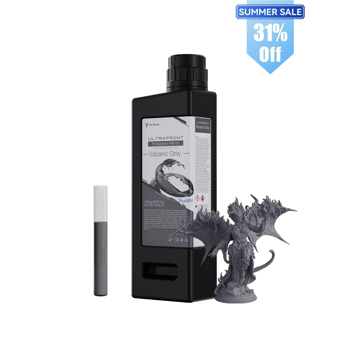 HeyGears UltraPrint-Production PAF10 볼캐닉 그레이 유연 레진 보틀