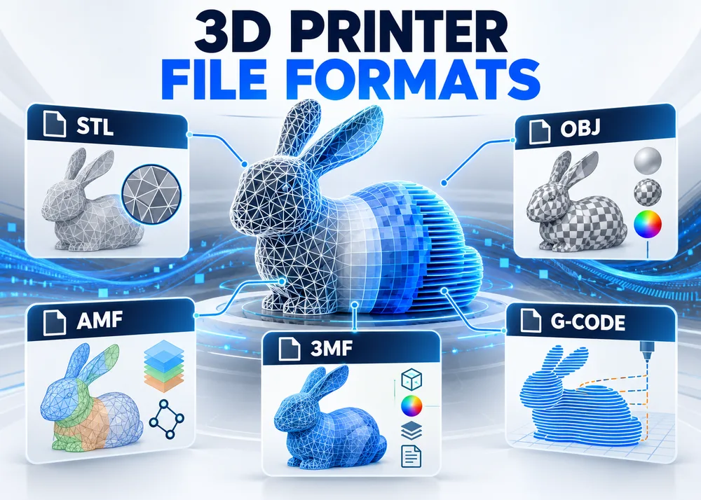 อธิบายรูปแบบไฟล์สำหรับการพิมพ์ 3D: STL, OBJ, AMF, 3MF และ G-code